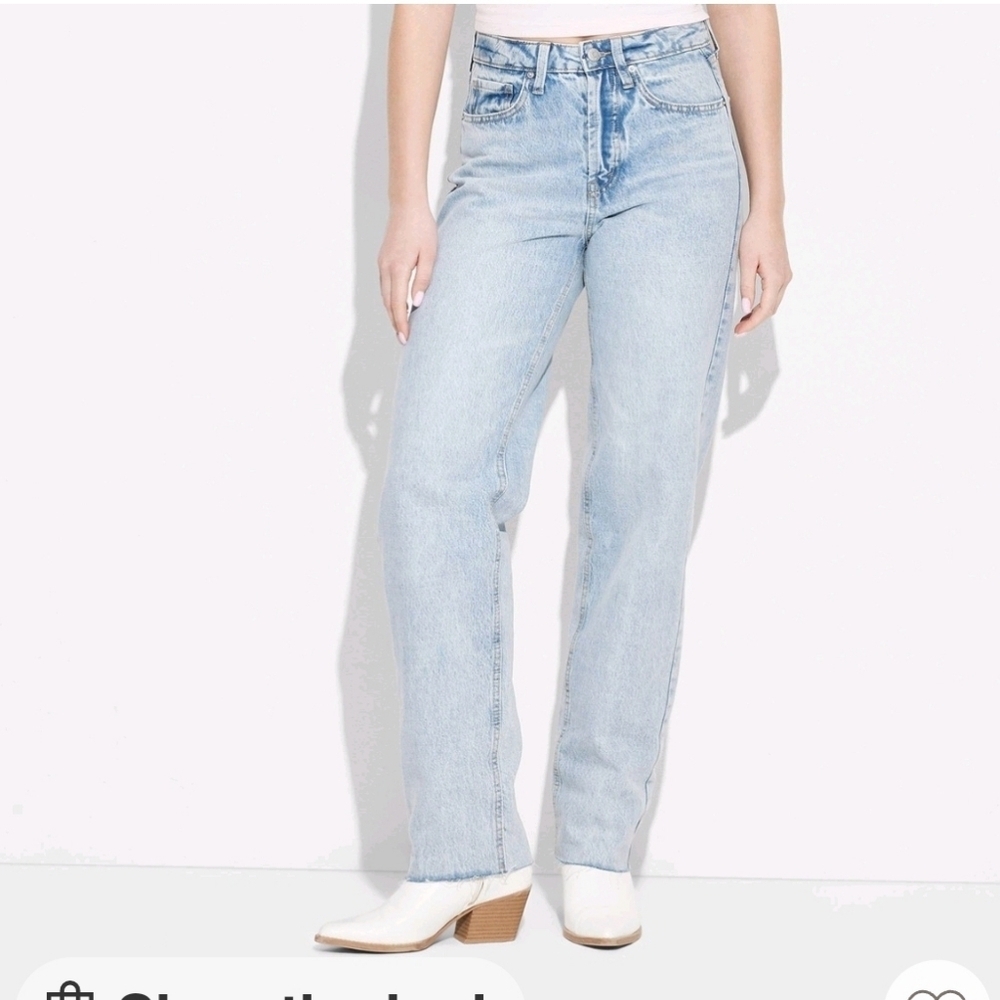 Wild Fable High-Rise Straight Easy Rigid Light Wash Women's Inseam 32